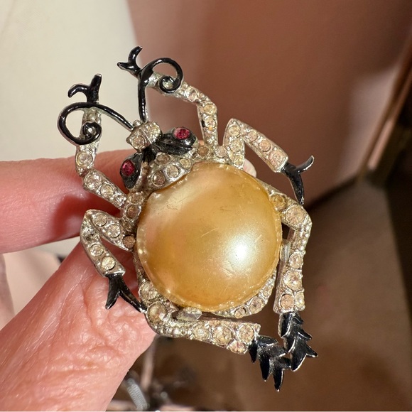 Vintage antique art deco 1920 1930 spider bug pearl dress clip brooch victorian - Picture 11 of 13
